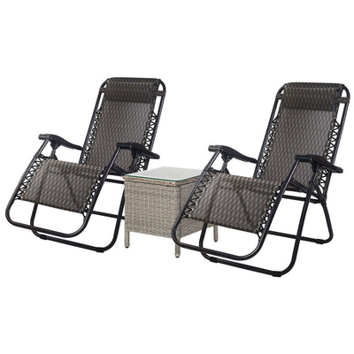 Gardeon Sun Lounge Zero Gravity Chair Table Outdoor Folding Recliner Reclining