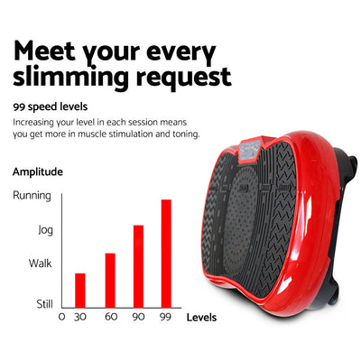 Everfit Vibration Machine Platform Vibrator Resistance Rope Home Fitness Red