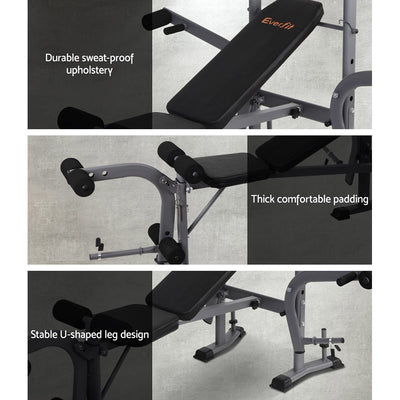 Everfit Weight Bench 8 in 1 Bench Press Adjustable Home Gym Station 200kg