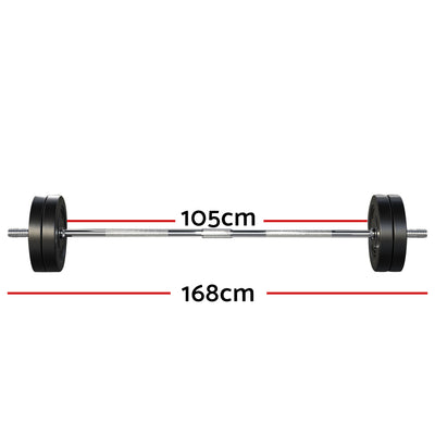 Everfit 48kg Barbell Set Weight Plates Bar Lifting Bench 168cm