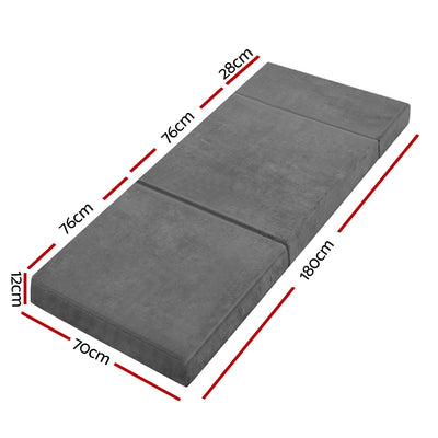 Giselle Bedding Foldable Mattress Folding Foam Bed Mat Single Grey