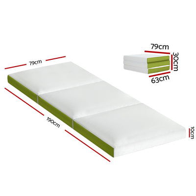 Giselle Bedding Foldable Mattress Folding Foam Trifold Green