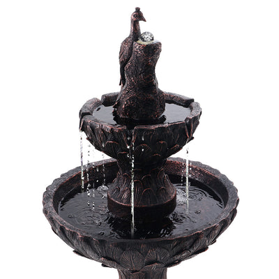 Gardeon Solar Water Feature Tier Fountain with Pump Kit Bird Bath 106CM Peacock