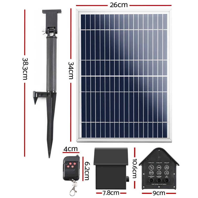 Gardeon Solar Pond Pump with Battery Kit LED Lights 8.8 FT