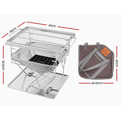 Grillz Fire Pit BBQ Grill with Carry Bag Camping