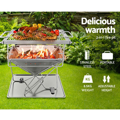 Grillz Fire Pit BBQ Grill with Carry Bag Camping