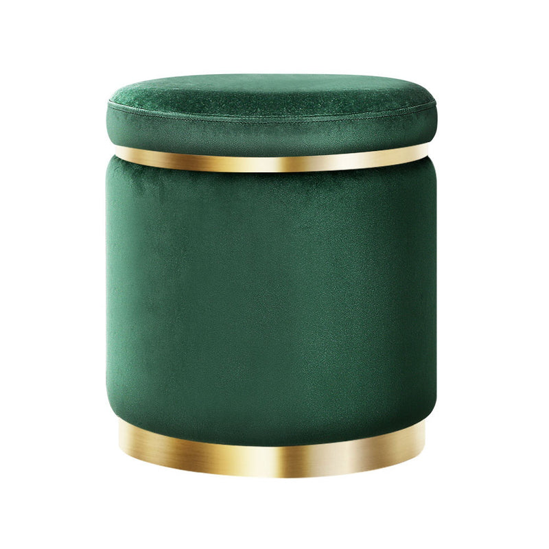 Artiss Ottoman Round Velvet Foot Stool Foot Rest Pouffe Padded Seat Pouf Green