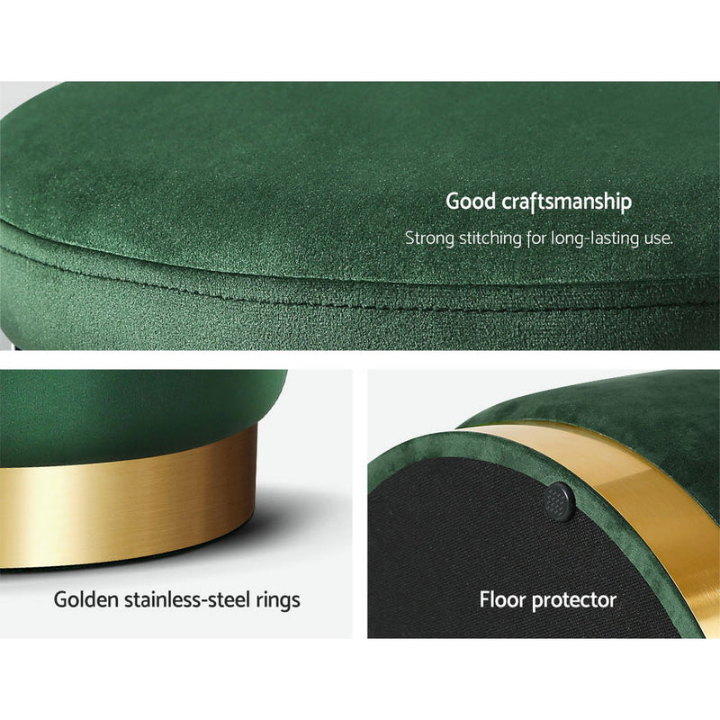 Artiss Ottoman Foot Stool Round Velvet Green