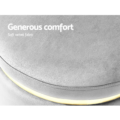 Artiss Ottoman Foot Stool Round Velvet Grey