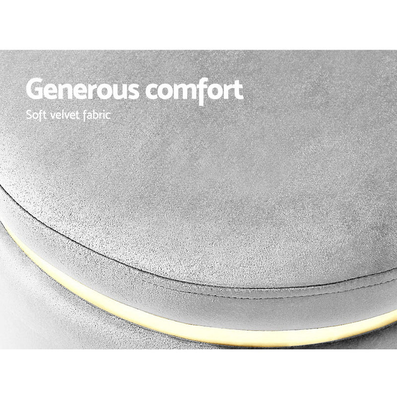 Artiss Ottoman Foot Stool Round Velvet Grey