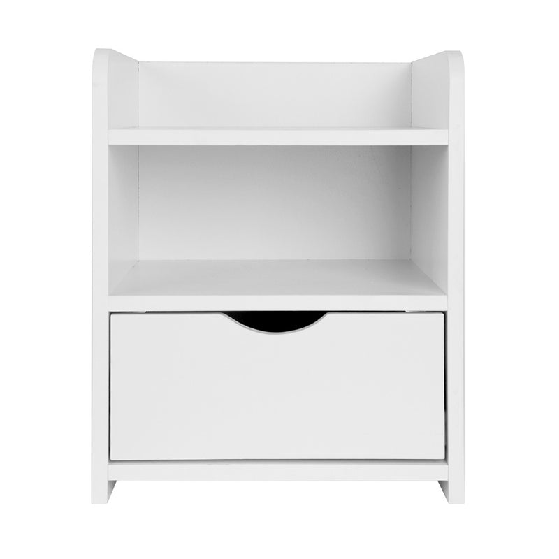 Artiss Bedside Table 1 Drawer with Shelf - FARA White