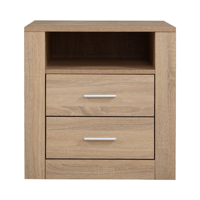 Artiss Bedside Table 2 Drawers with Shelf - TARA Oak