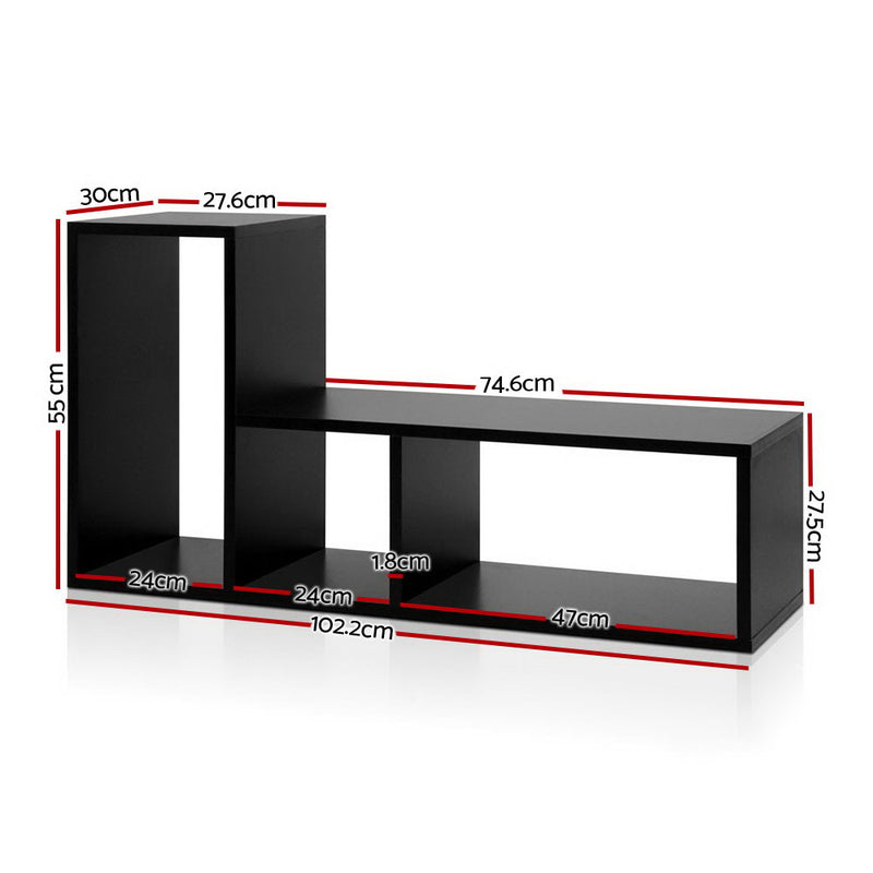 Artiss Bookshelf L Shape DIY - Black