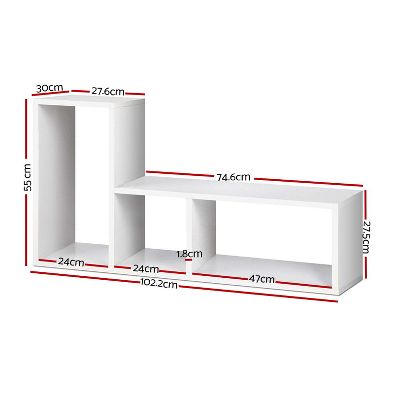 Artiss DIY L Shaped Display Shelf - White