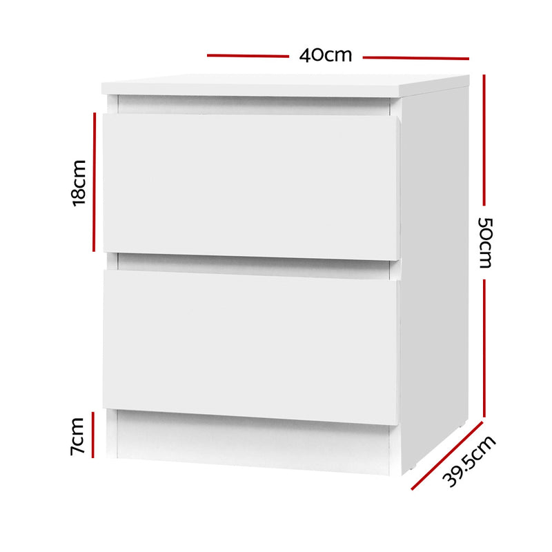 Artiss Bedside Table 2 Drawers - PEPE White