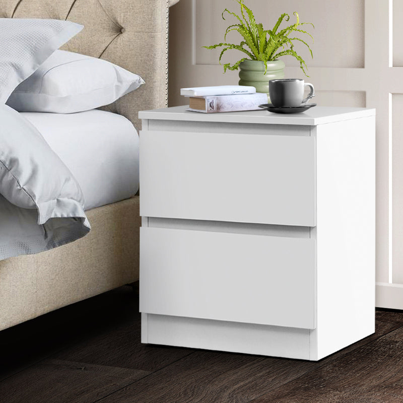 Artiss Bedside Table 2 Drawers - PEPE White