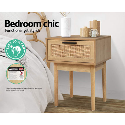 Artiss Bedside Tables Side Table Rattan Drawers Nightstand