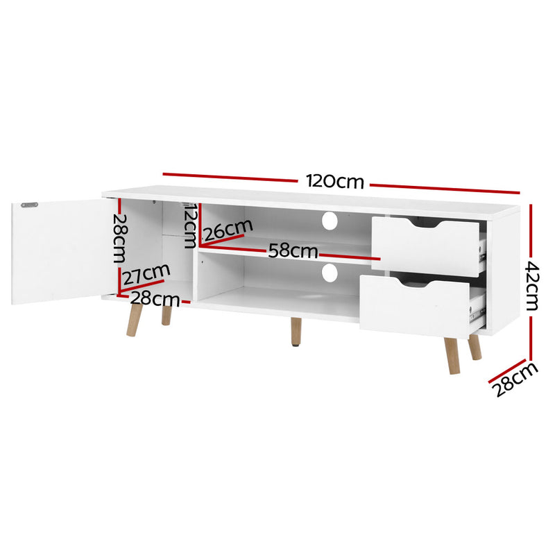 Artiss TV Cabinet Entertainment Unit 120cm White Larin