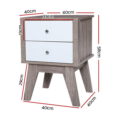 Artiss Bedside Tables Drawers Side Table Nightstand Storage Cabinet Wood