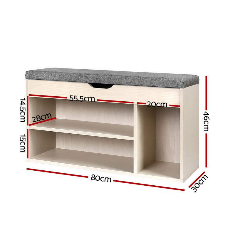 Artiss Shoe Rack Cabinet Bench 9 Pairs Pine Dora