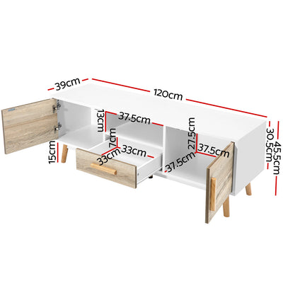 Artiss TV Cabinet Entertainment Unit 120cm Wood White Gino