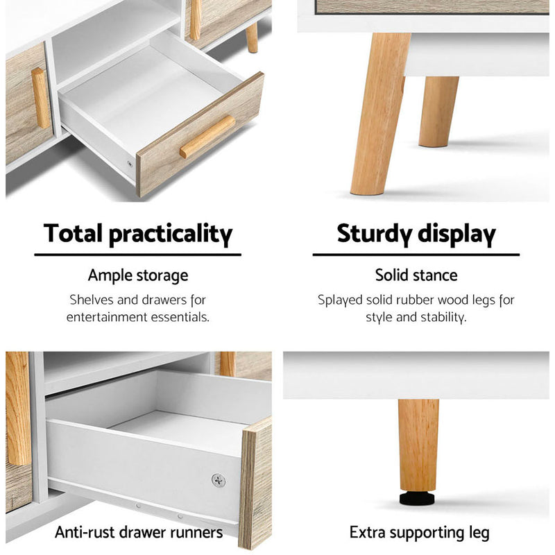 Artiss TV Cabinet Entertainment Unit 120cm Wood White Gino