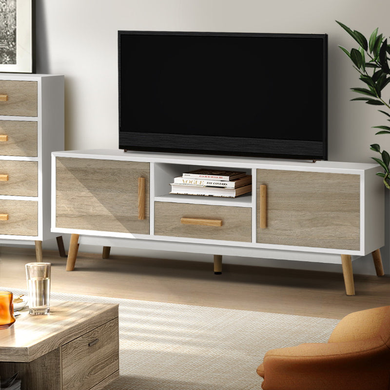 Artiss TV Cabinet Entertainment Unit 120cm Wood White Gino