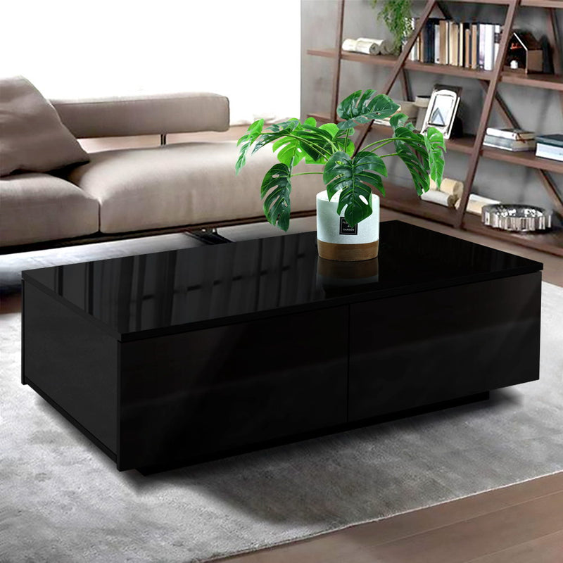 Artiss Coffee Table 4 Drawers Black Trevi