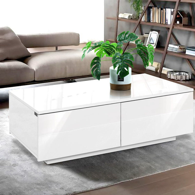 Artiss Coffee Table 4 Drawers White Trevi