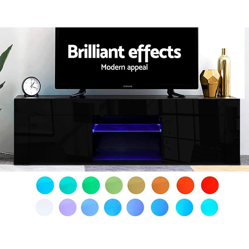 Artiss Entertainment Unit TV Cabinet LED 130cm Black Angus