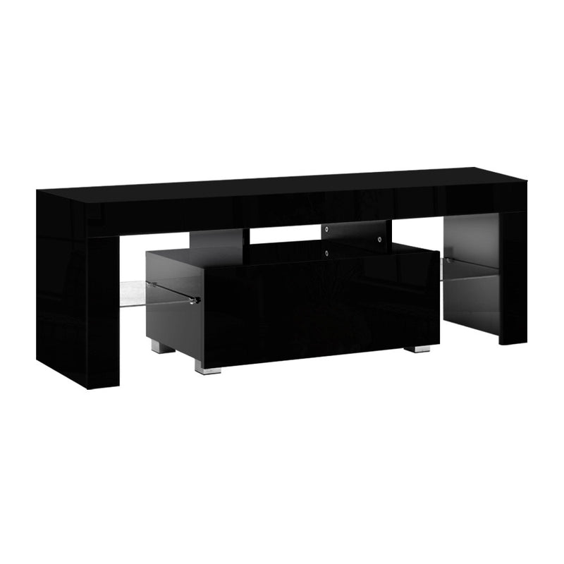 Artiss TV Cabinet Entertainment Unit Stand RGB LED Gloss Furniture 130cm Black