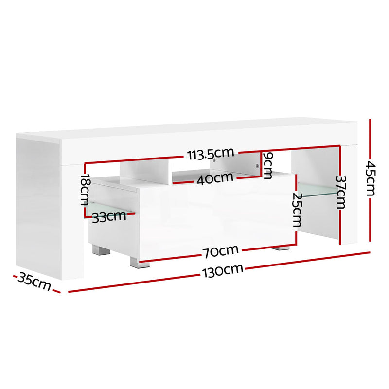 Artiss Entertainment Unit TV Cabinet LED 130cm White Elo