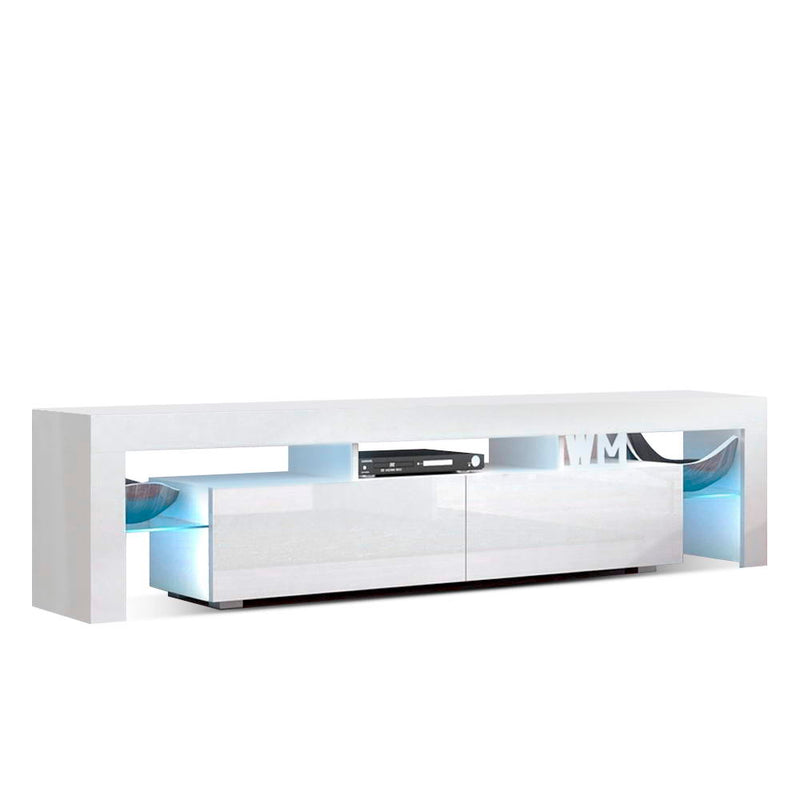 Artiss 189cm RGB LED TV Stand Cabinet Entertainment Unit Gloss Furniture Drawers Tempered Glass Shelf White