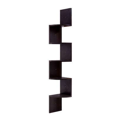 Artiss 5 Tier Corner Wall Floating Shelf Mount Display Bookshelf Rack Brown