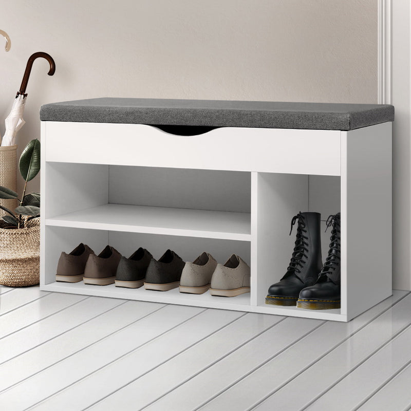 Artiss Shoe Rack Bench Shoe Cabinet White Allen