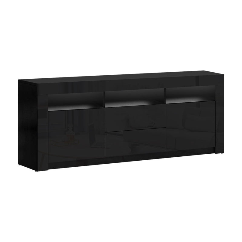 Artiss TV Cabinet Entertainment Unit Stand RGB LED Gloss Drawers 160cm Black