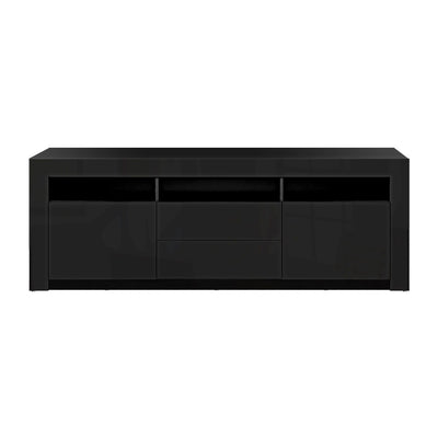 Artiss TV Cabinet Entertainment Unit Stand RGB LED High Gloss Furniture Storage Drawers Shelf 180cm Black