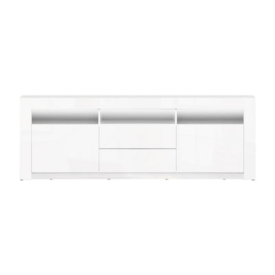 Artiss TV Cabinet Entertainment Unit Stand RGB LED High Gloss Furniture Storage Drawers Shelf 200cm White