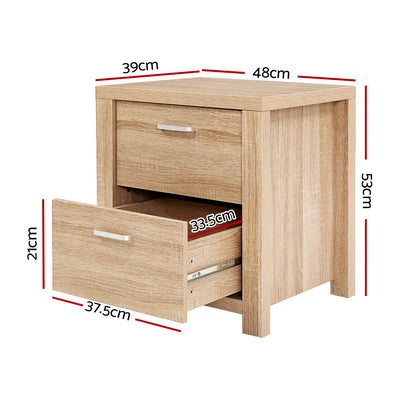 Artiss Bedside Table 2 Drawers - MAXI Pine