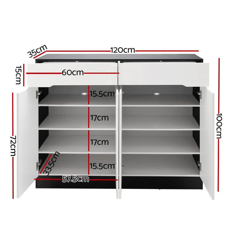 Artiss Shoe Rack Cabinet Storage 120cm w/ Drawer - White Lydia