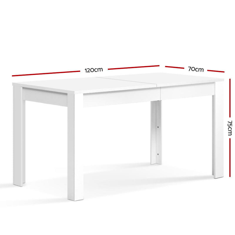 Artiss Dining Table Rectangular 4 Seater 120CM White Natu