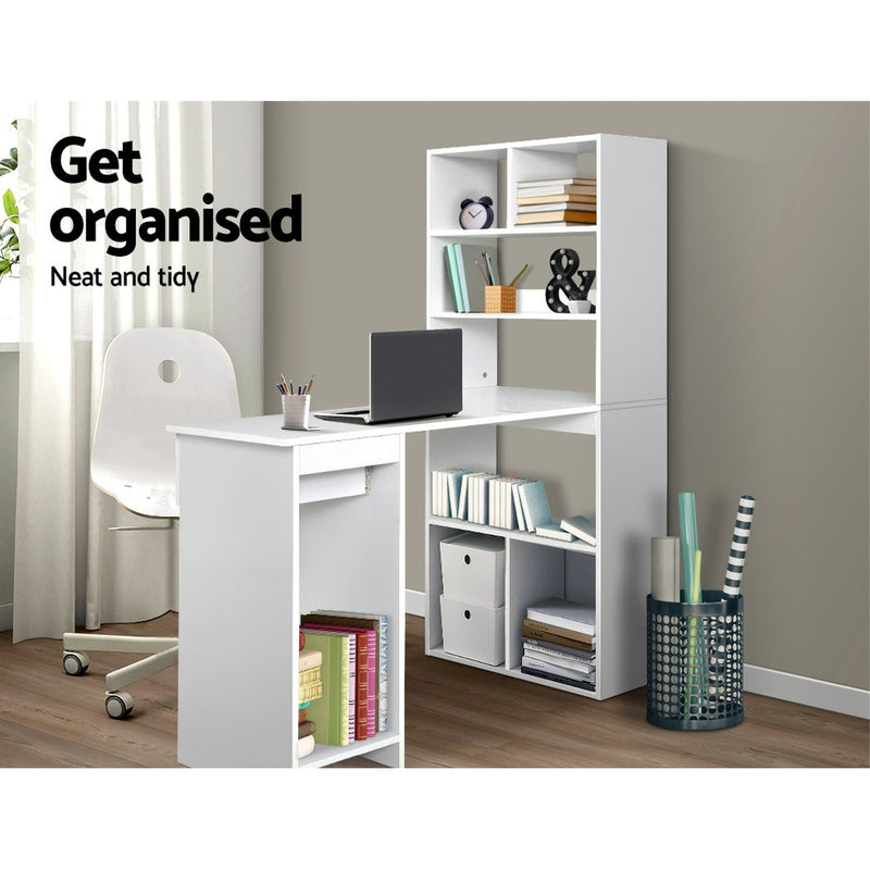 Artiss Computer Desk Bookshelf Drawer Cabinet White 120CM