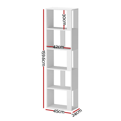 Artiss Bookshelf 5 Tiers - LINA White