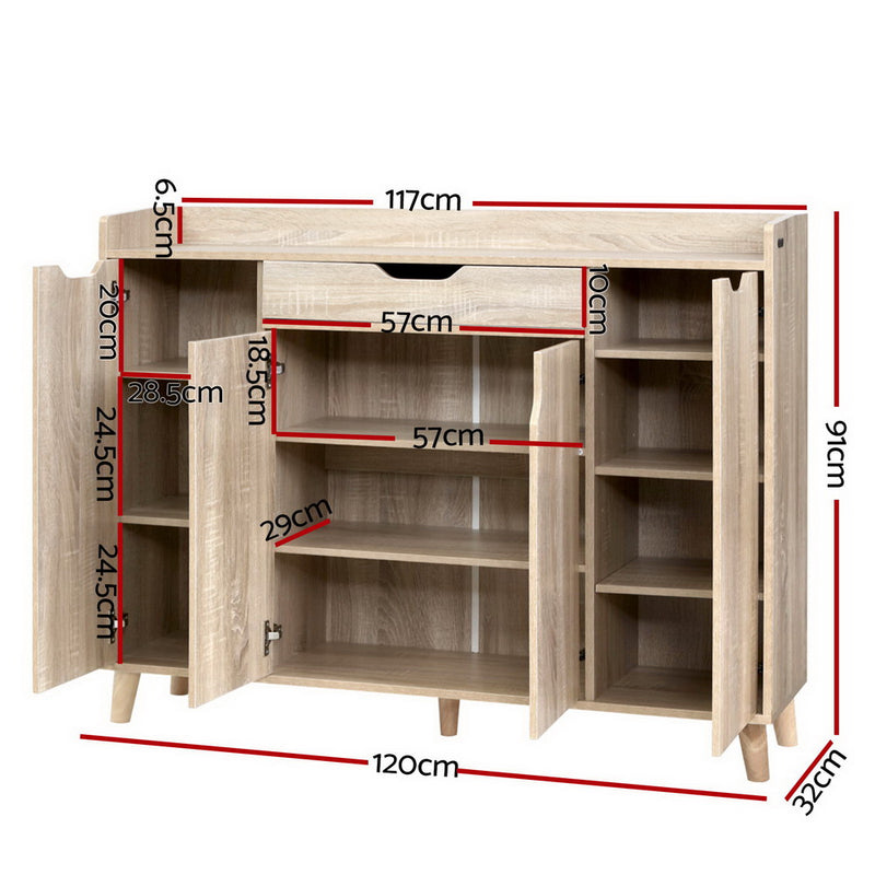 Artiss Shoe Rack Cabinet 26 Pairs Adjustable Pine Cissy