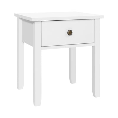 Bedside Tables Drawer Side Table Nightstand White Storage Cabinet White Lamp