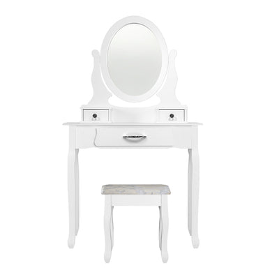 Artiss Dressing Table Stool Makeup Mirror Drawer White Jewellery Cabinet