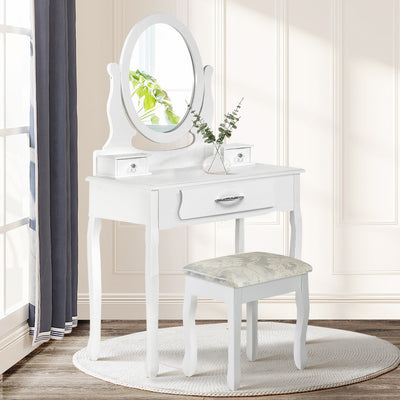 Artiss Dressing Table Stool Makeup Mirror Drawer White Jewellery Cabinet