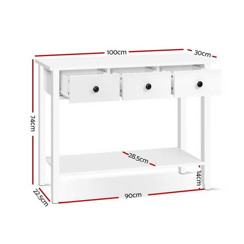 Artiss Console Table 3 Drawers 100CM White Chole