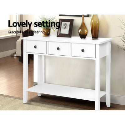 Artiss Console Table 3 Drawers 100CM White Chole