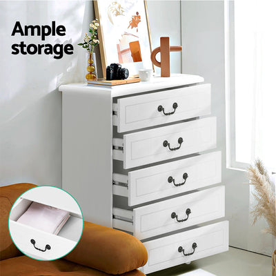 Artiss 5 Chest of Drawers - KUBI White